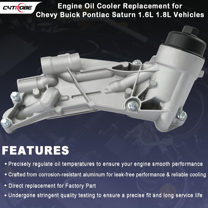 CYTROBE Engine Oil Cooler Filter Housing Assembly Adapter with Gasket  Insert  Cap Compatible with 2008-2019 Chevy Cruze Sonic Malibu Aveo  Buick Cascada  Pontiac G3  Saturn Astra 1.6L 1.8L 25199751 918-432 - Image 2